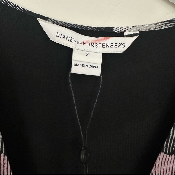 Diane Von Furstenburg DVF Lizbeth Silk Dress in Encore Wild Rose/Black - Picture 9 of 14